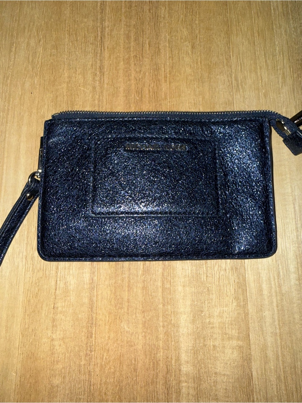 Metallic Navy Michael Kors Wristlet Card Case